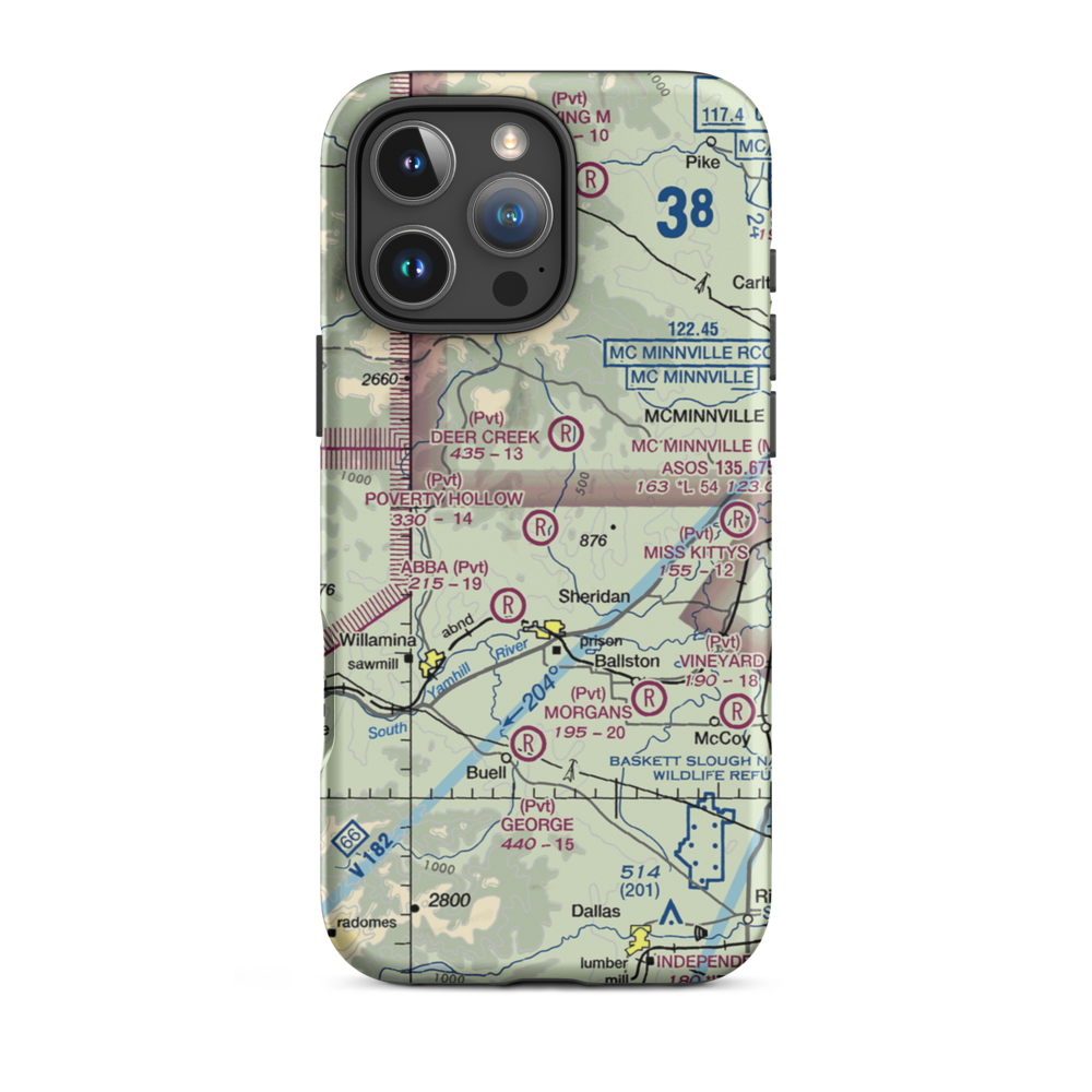 Poverty Hollow Airport (OG23) VFR Sectional  Tough iPhone Case iPhone 16 Pro Max model shown