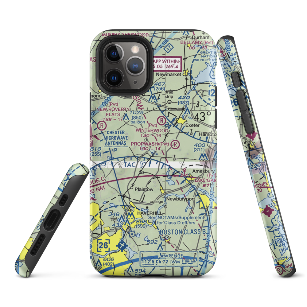 Pow-Wow Seaplane Base (NH64) VFR Sectional  Tough iPhone Case iPhone 11 Pro model shown