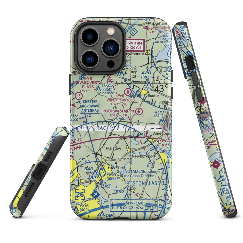Pow-Wow Seaplane Base (NH64) VFR Sectional  Tough iPhone Case iPhone 13 Pro Max model shown