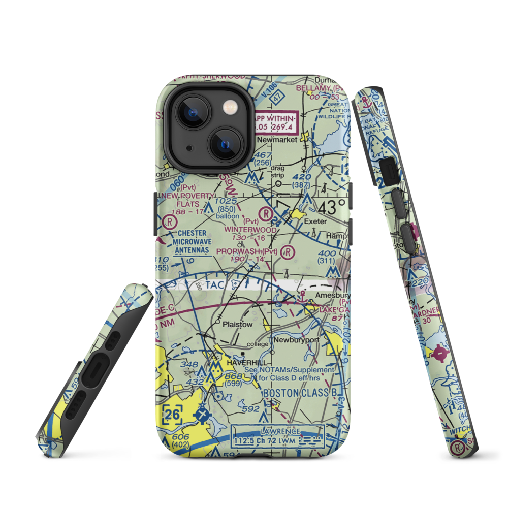 Pow-Wow Seaplane Base (NH64) VFR Sectional  Tough iPhone Case iPhone 14 model shown