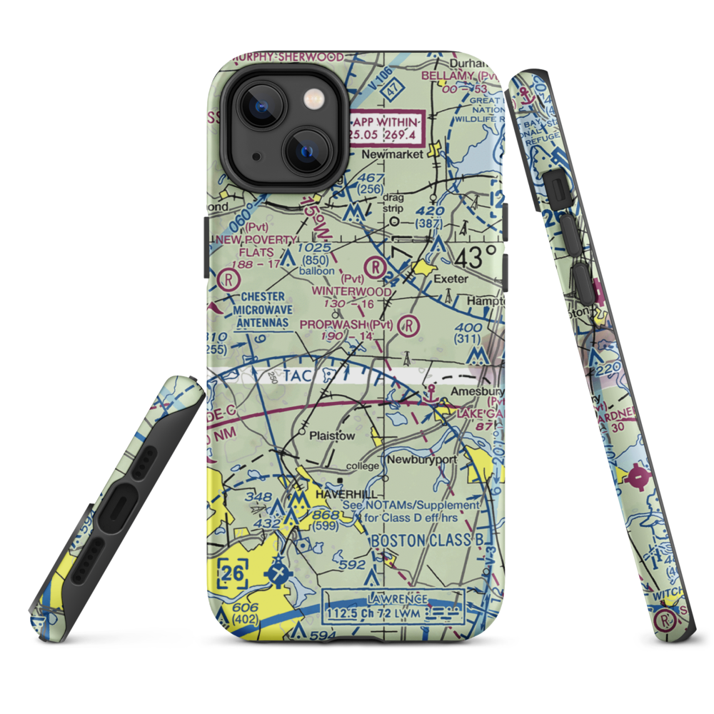 Pow-Wow Seaplane Base (NH64) VFR Sectional  Tough iPhone Case iPhone 14 Plus model shown