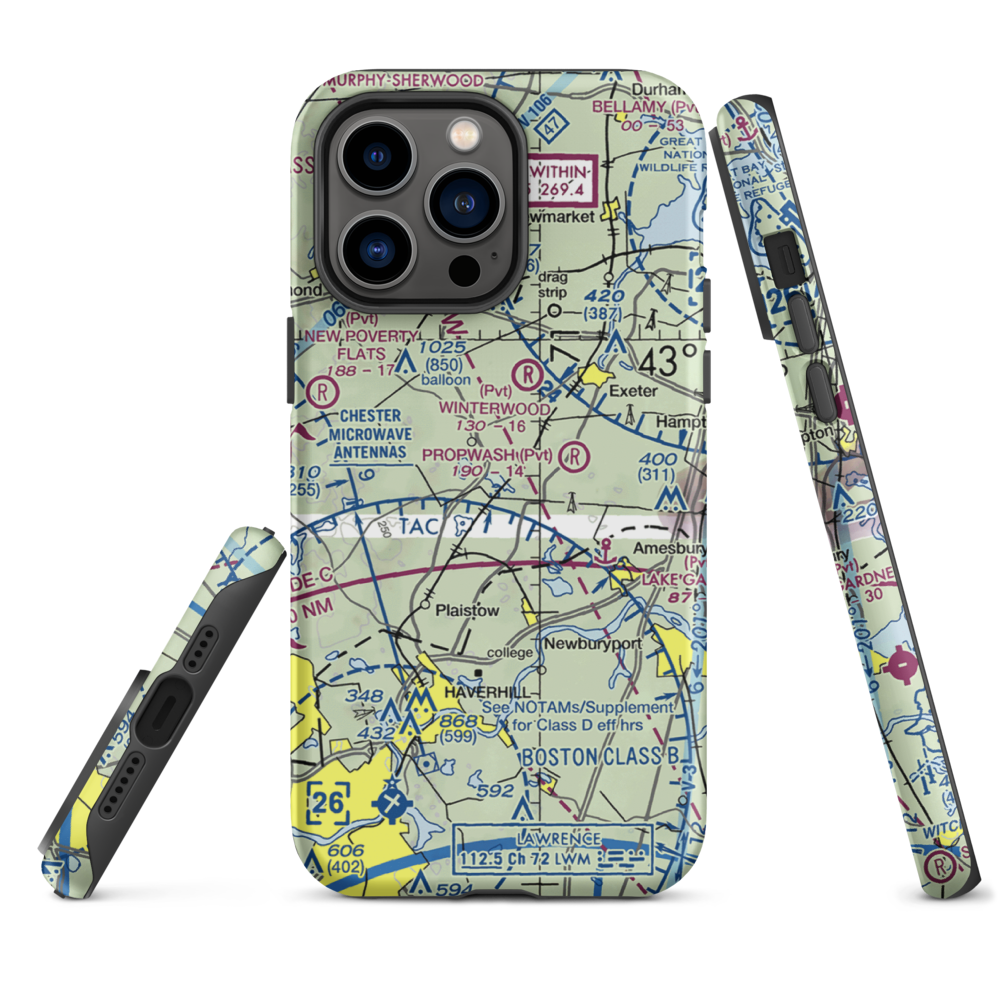 Pow-Wow Seaplane Base (NH64) VFR Sectional  Tough iPhone Case iPhone 14 Pro Max model shown