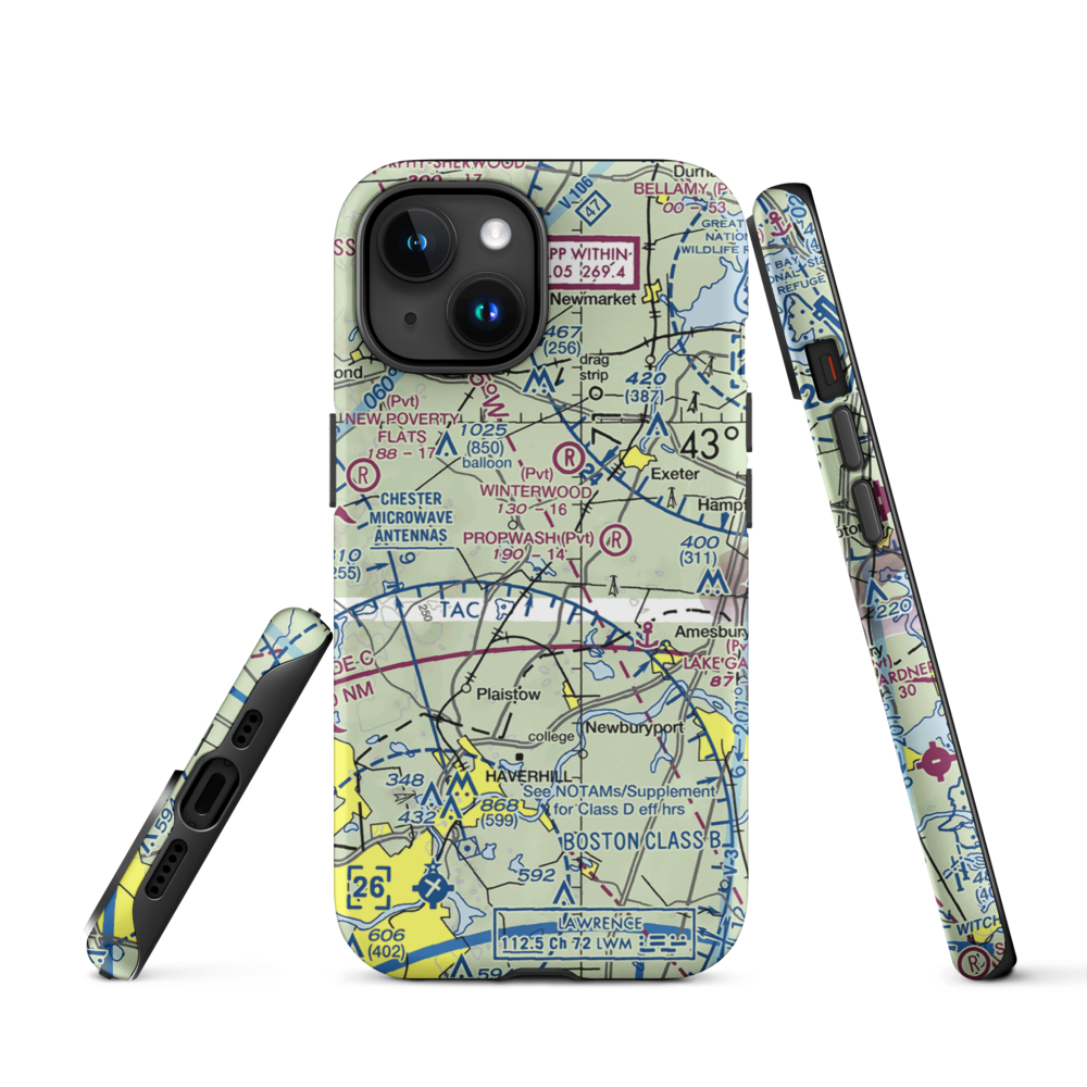 Pow-Wow Seaplane Base (NH64) VFR Sectional  Tough iPhone Case iPhone 15 model shown
