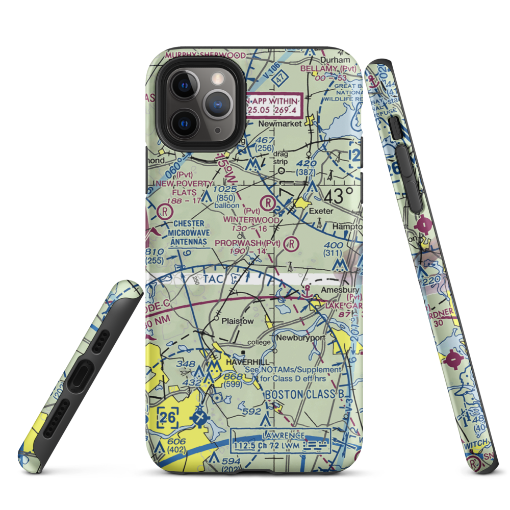 Pow-Wow Seaplane Base (NH64) VFR Sectional  Tough iPhone Case iPhone 11 Pro Max model shown