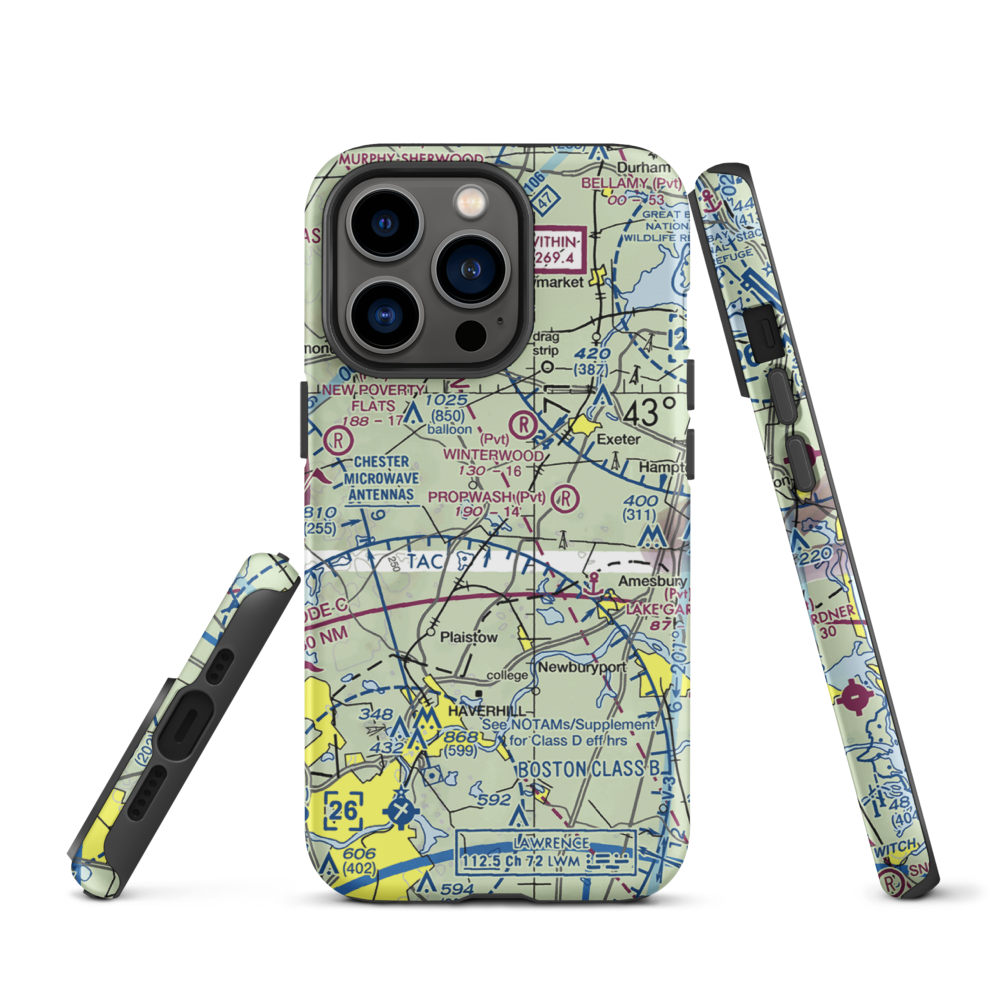 Pow-Wow Seaplane Base (NH64) VFR Sectional  Tough iPhone Case iPhone 13 Pro model shown