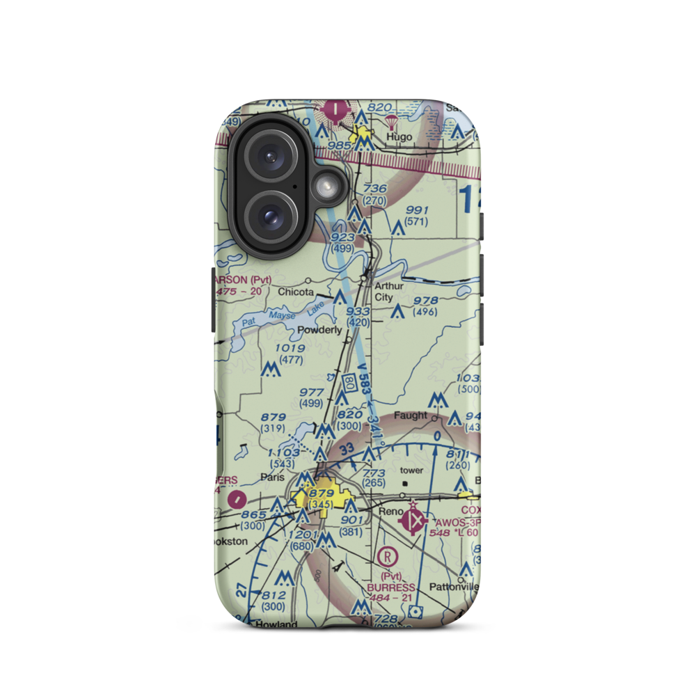 Powderly Airport (US-0131) VFR Sectional  Tough iPhone Case iPhone 16 model shown