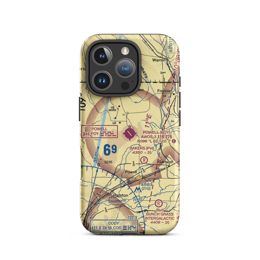 Powell Municipal Airport (POY) VFR Sectional  Tough iPhone Case iPhone 16 Pro model shown