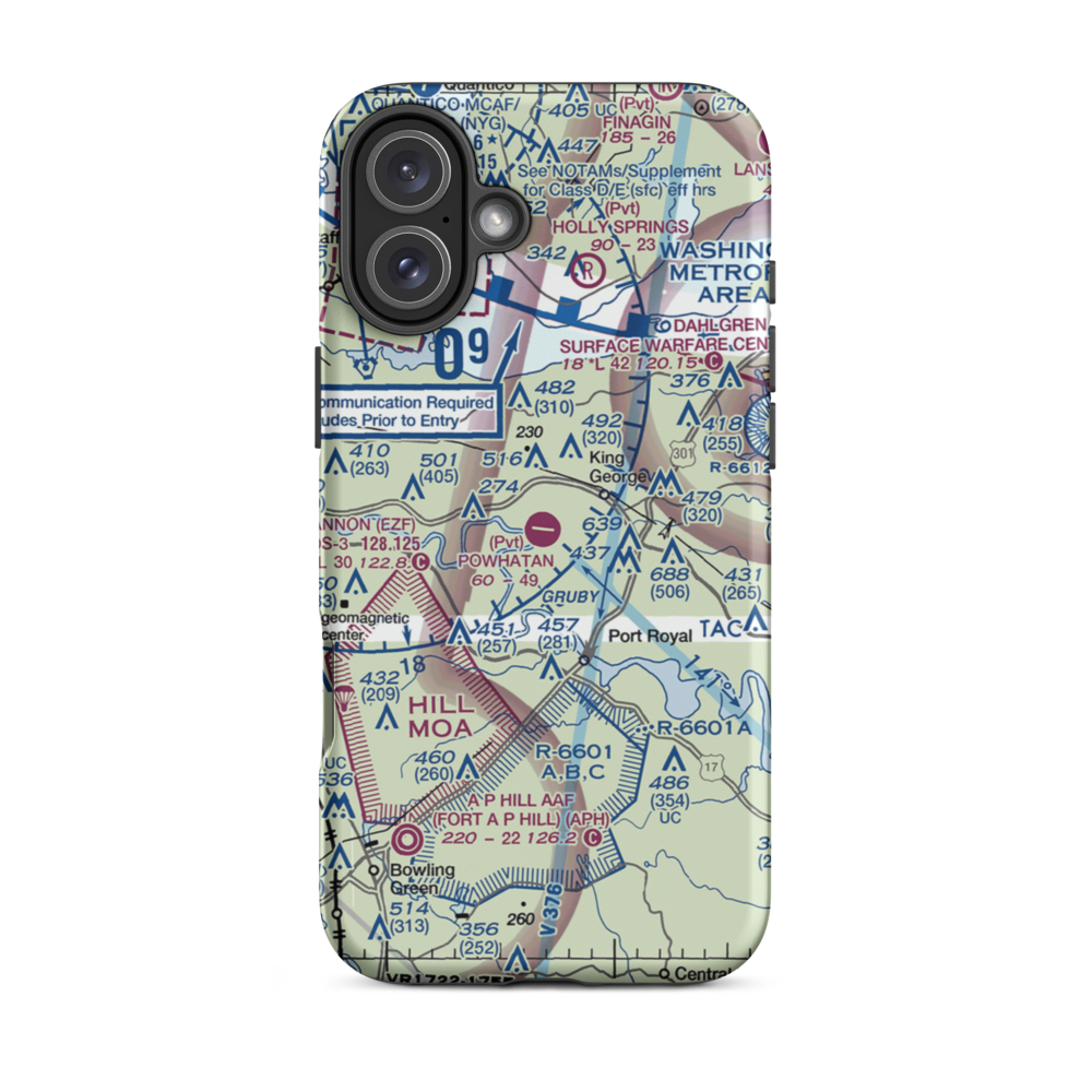 Powhatan Airport (VA57) VFR Sectional  Tough iPhone Case iPhone 16 Plus model shown