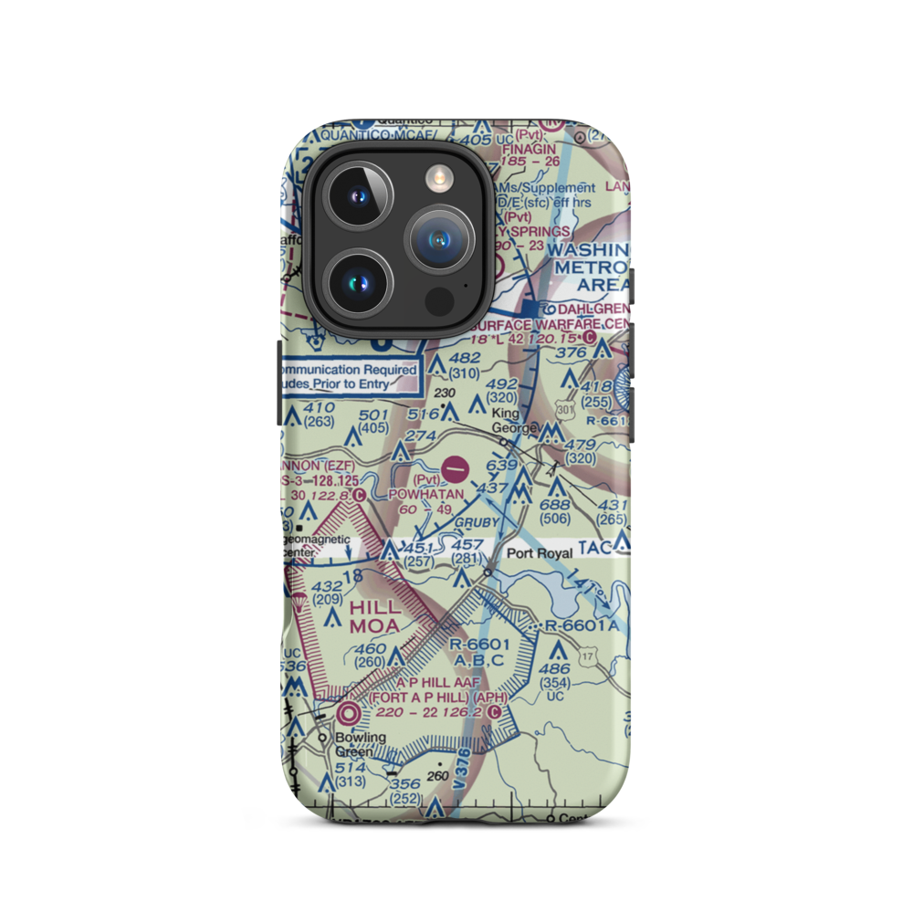 Powhatan Airport (VA57) VFR Sectional  Tough iPhone Case iPhone 16 Pro model shown