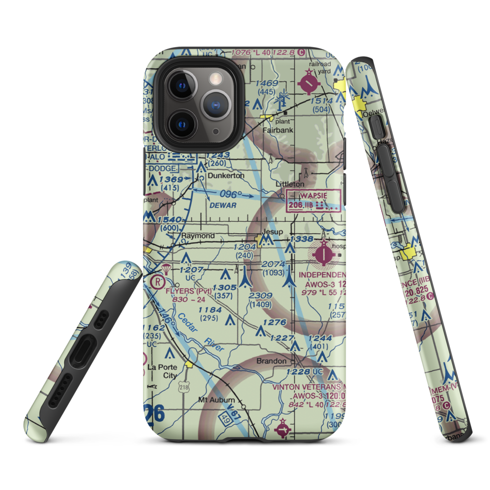 Poyner Airport (IA18) VFR Sectional  Tough iPhone Case iPhone 11 Pro model shown