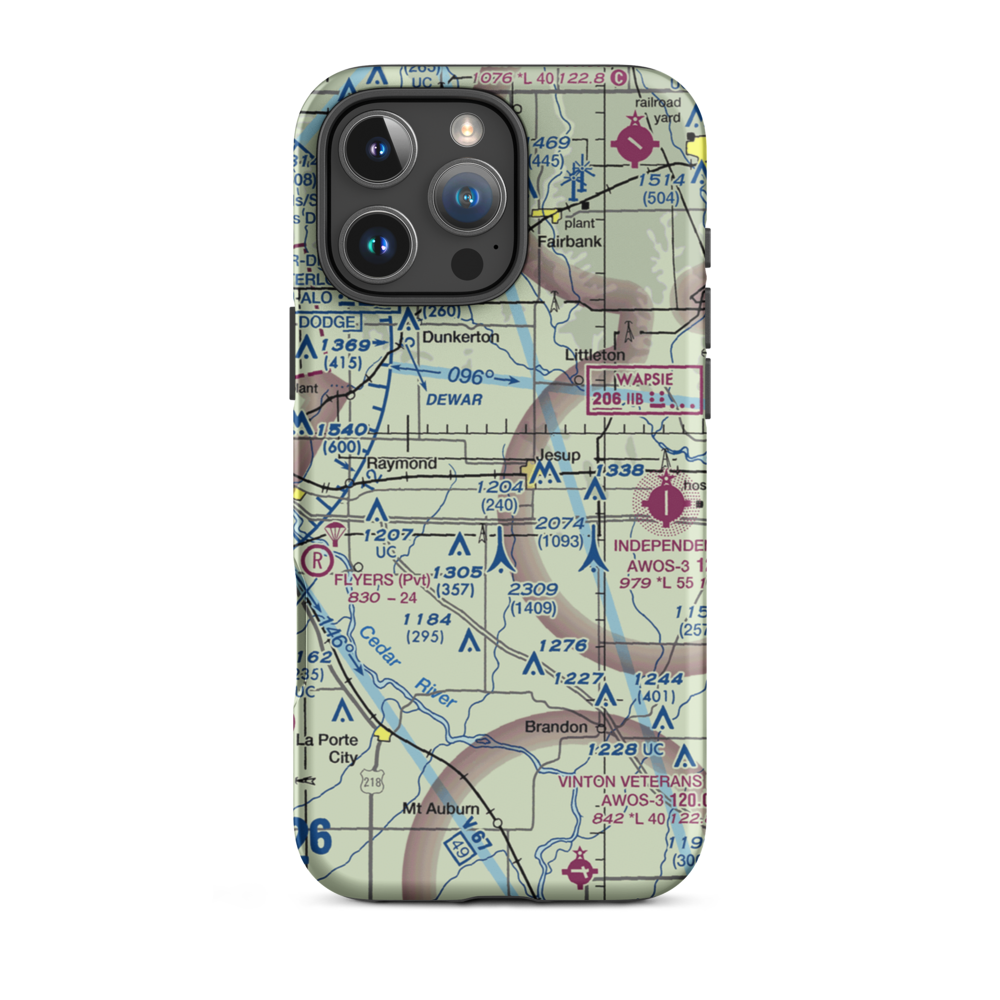Poyner Airport (IA18) VFR Sectional  Tough iPhone Case iPhone 16 Pro Max model shown