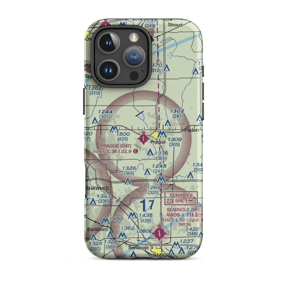 Prague Municipal Airport (O47) VFR Sectional  Tough iPhone Case iPhone 16 Pro Max model shown