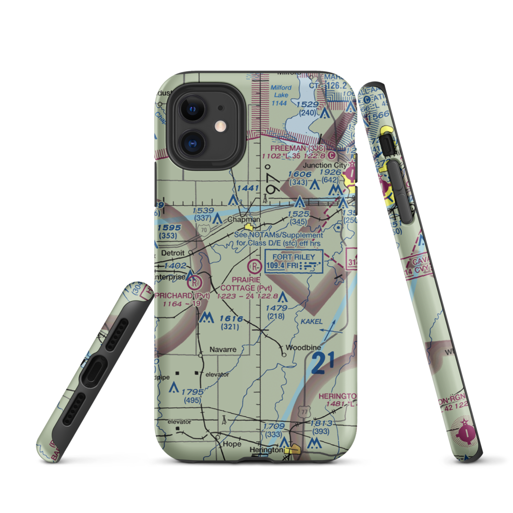 Prairie Cottage Airport (8KS8) VFR Sectional  Tough iPhone Case iPhone 11 model shown