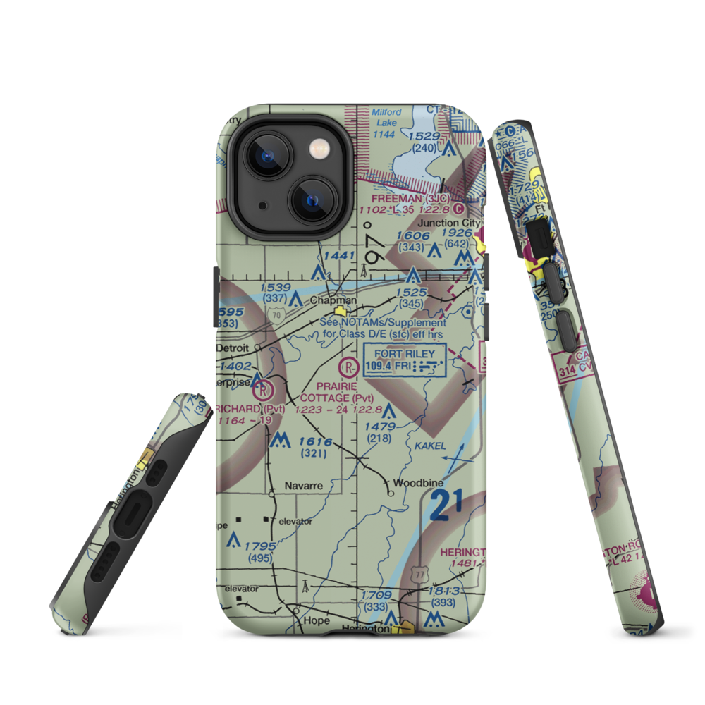 Prairie Cottage Airport (8KS8) VFR Sectional  Tough iPhone Case iPhone 14 model shown