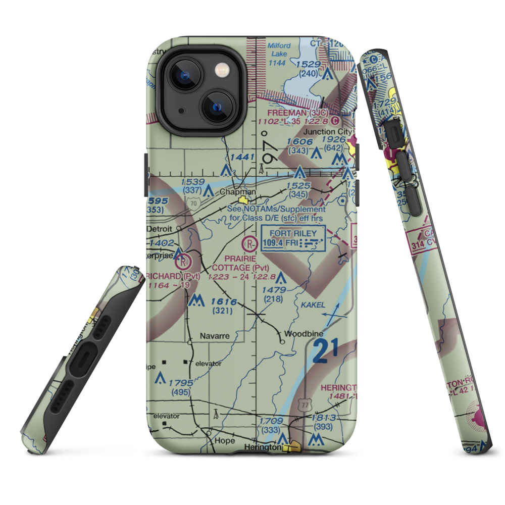 Prairie Cottage Airport (8KS8) VFR Sectional  Tough iPhone Case iPhone 14 Plus model shown