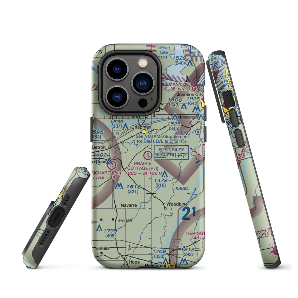 Prairie Cottage Airport (8KS8) VFR Sectional  Tough iPhone Case iPhone 14 Pro model shown