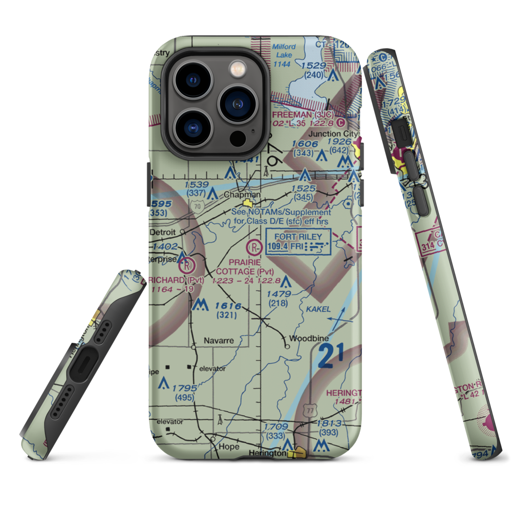 Prairie Cottage Airport (8KS8) VFR Sectional  Tough iPhone Case iPhone 14 Pro Max model shown