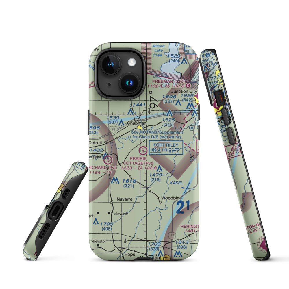 Prairie Cottage Airport (8KS8) VFR Sectional  Tough iPhone Case iPhone 15 model shown