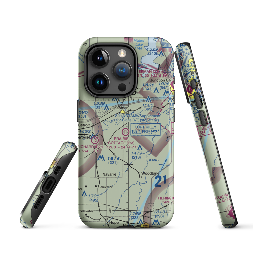 Prairie Cottage Airport (8KS8) VFR Sectional  Tough iPhone Case iPhone 15 Pro model shown