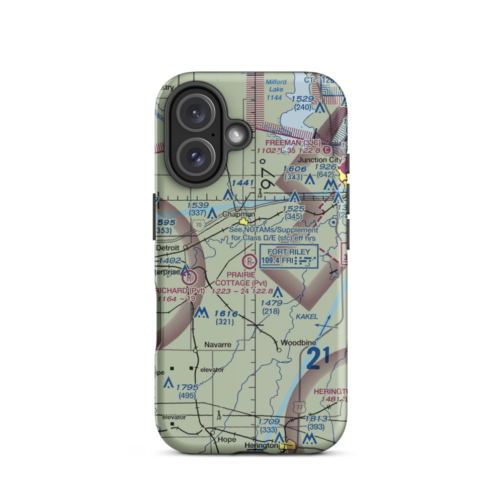 Prairie Cottage Airport (8KS8) VFR Sectional  Tough iPhone Case iPhone 16 model shown