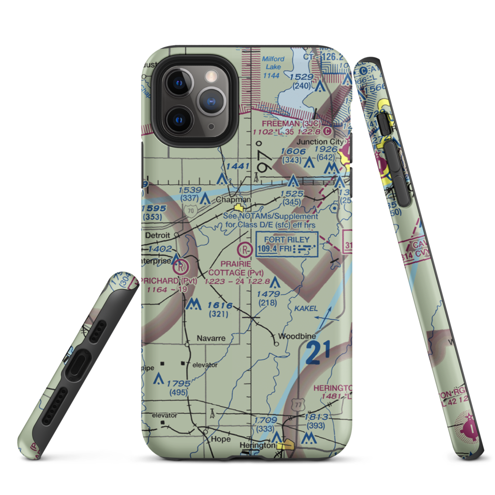 Prairie Cottage Airport (8KS8) VFR Sectional  Tough iPhone Case iPhone 11 Pro Max model shown