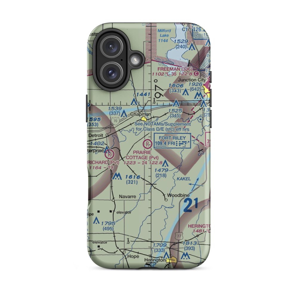 Prairie Cottage Airport (8KS8) VFR Sectional  Tough iPhone Case iPhone 16 Plus model shown