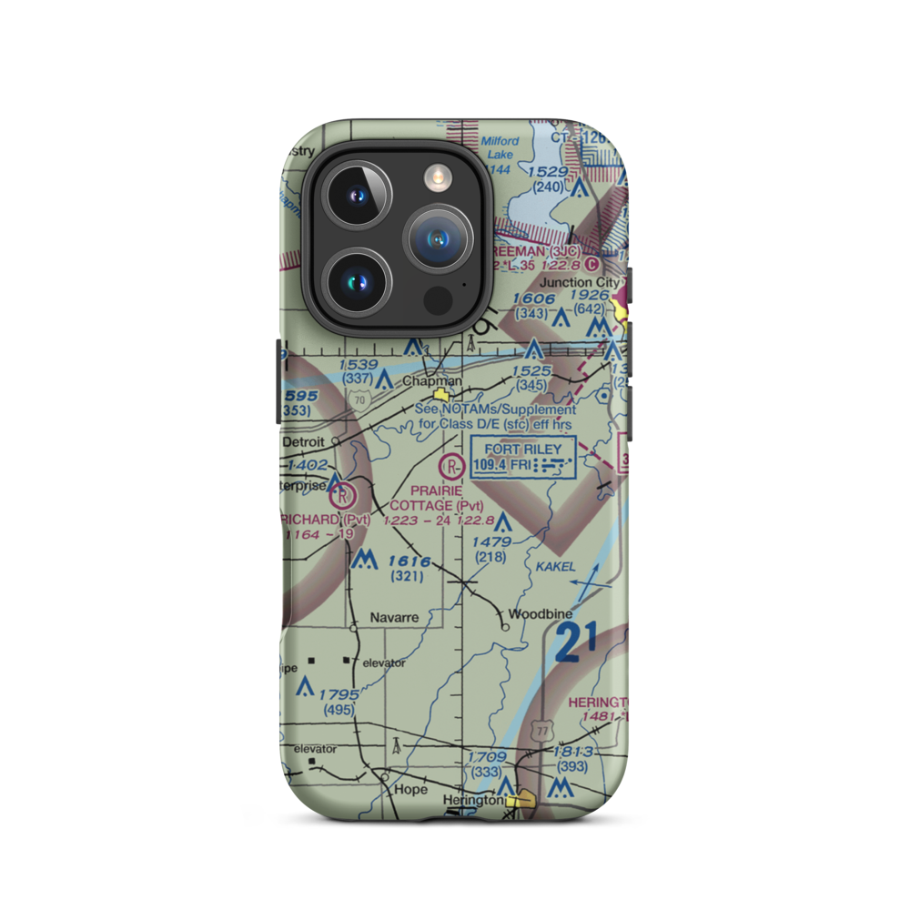 Prairie Cottage Airport (8KS8) VFR Sectional  Tough iPhone Case iPhone 16 Pro model shown