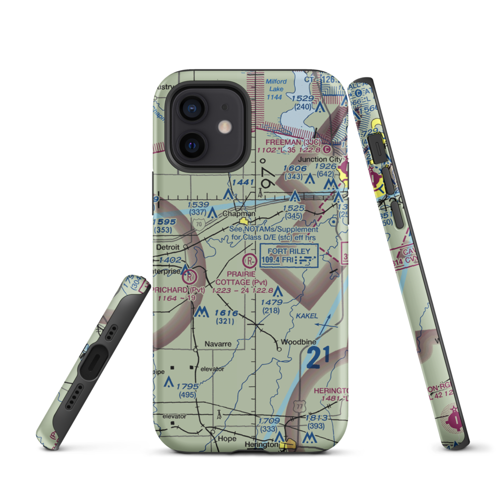 Prairie Cottage Airport (8KS8) VFR Sectional  Tough iPhone Case iPhone 12 model shown