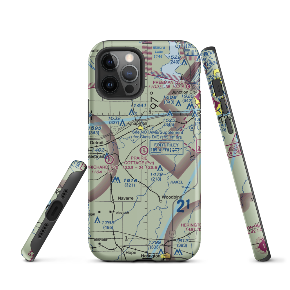 Prairie Cottage Airport (8KS8) VFR Sectional  Tough iPhone Case iPhone 12 Pro model shown