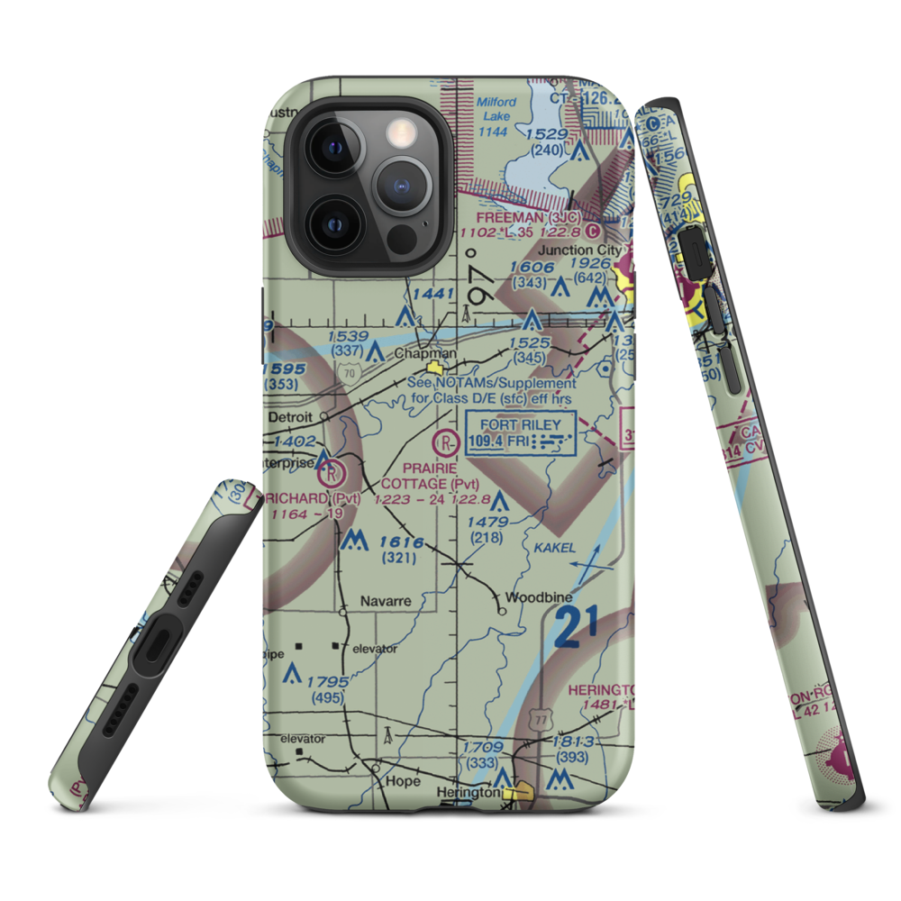 Prairie Cottage Airport (8KS8) VFR Sectional  Tough iPhone Case iPhone 12 Pro Max model shown