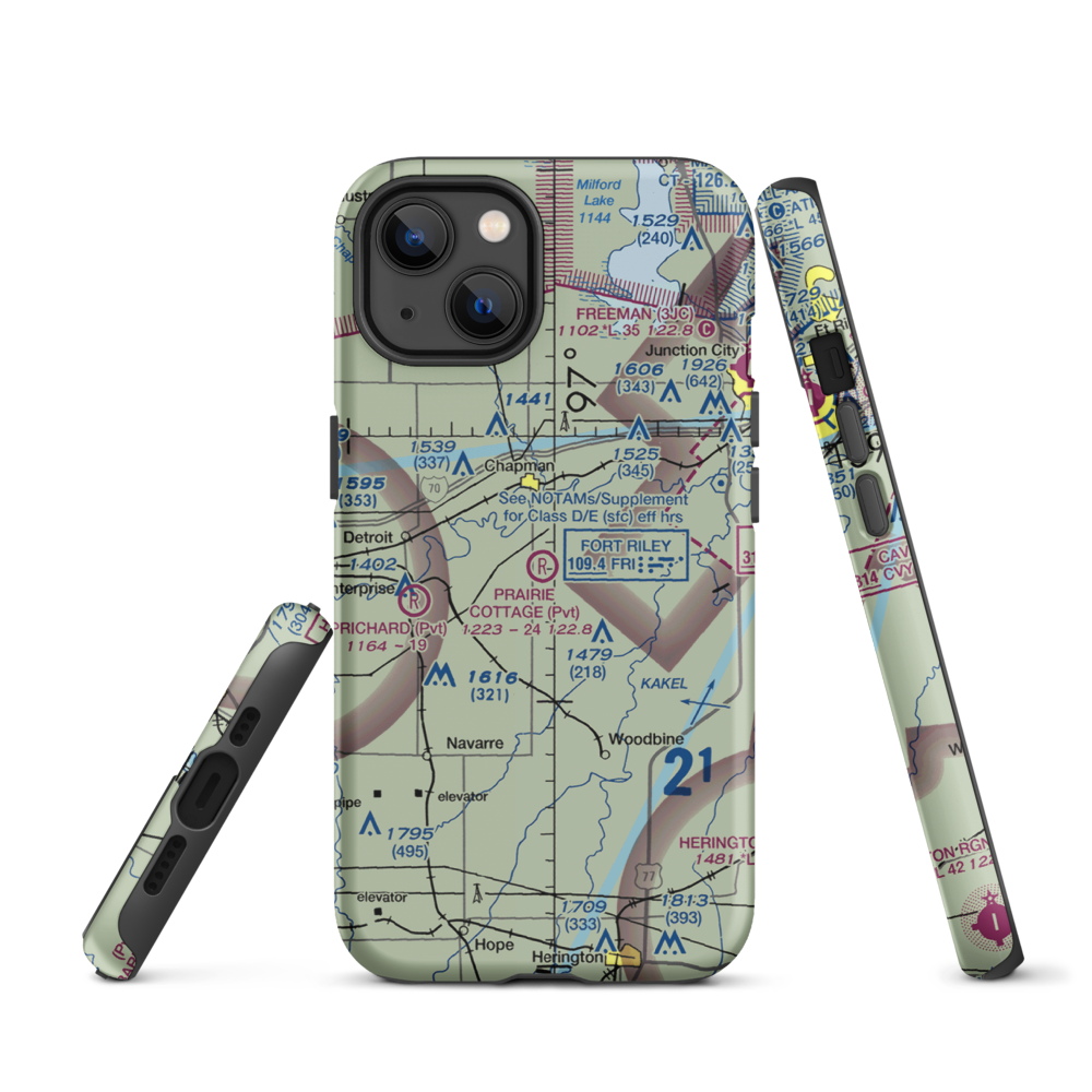 Prairie Cottage Airport (8KS8) VFR Sectional  Tough iPhone Case iPhone 13 model shown