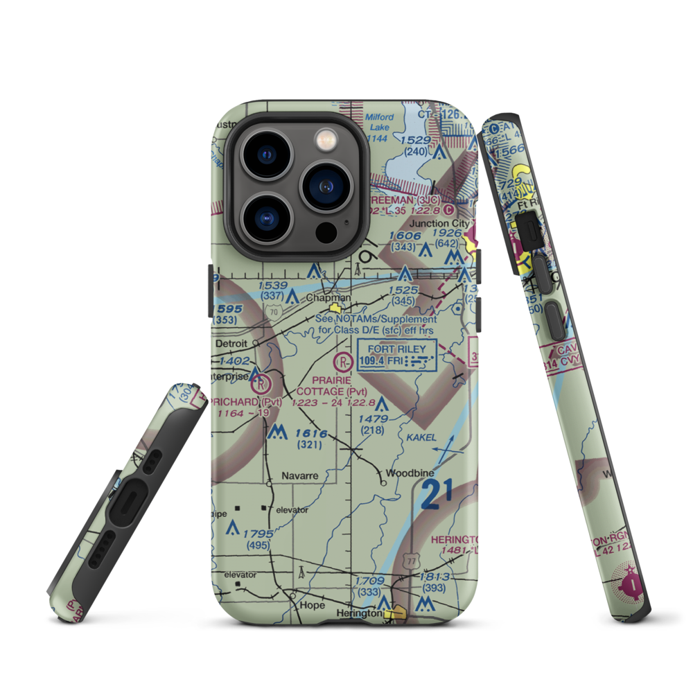 Prairie Cottage Airport (8KS8) VFR Sectional  Tough iPhone Case iPhone 13 Pro model shown