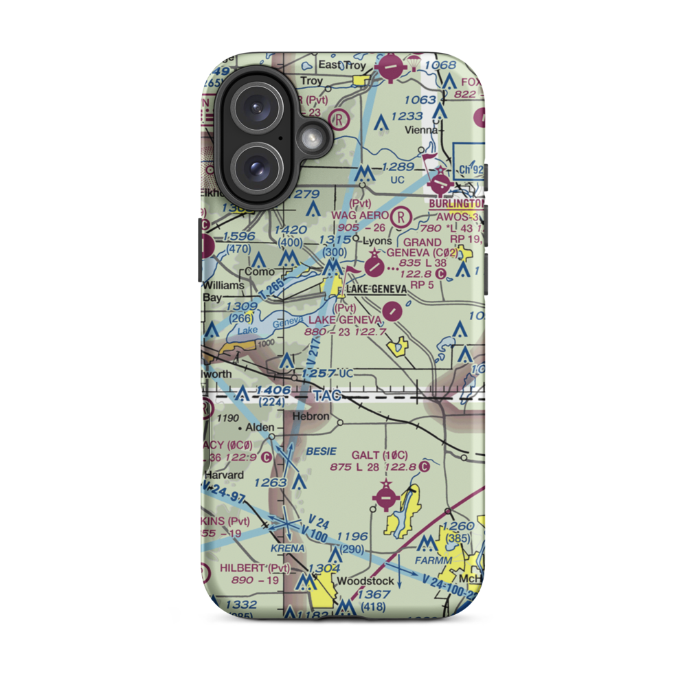 Prairie View Farm Airport (24WN) VFR Sectional  Tough iPhone Case iPhone 16 Plus model shown