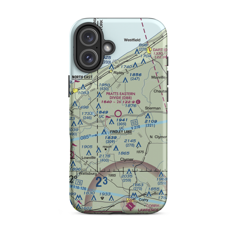 Pratt's Eastern Divide Airport (D88) VFR Sectional  Tough iPhone Case iPhone 16 Plus model shown