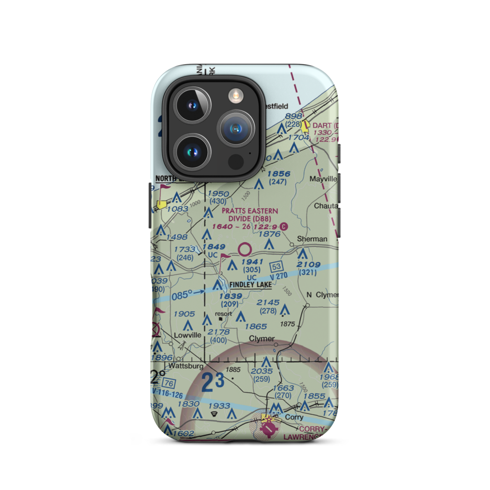 Pratt's Eastern Divide Airport (D88) VFR Sectional  Tough iPhone Case iPhone 16 Pro model shown