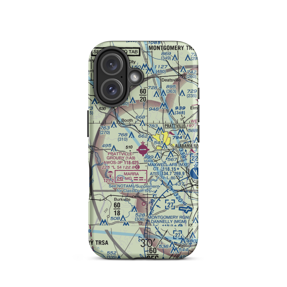 Prattville - Grouby Field (1A9) VFR Sectional  Tough iPhone Case iPhone 16 model shown