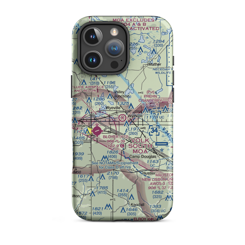 Prehn Cranberry Company Airport (01WI) VFR Sectional  Tough iPhone Case iPhone 16 Pro Max model shown