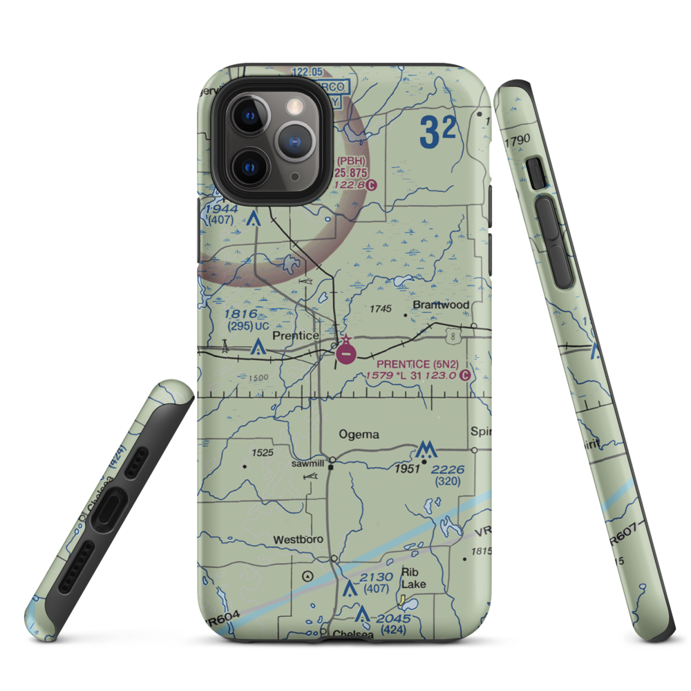 Prentice Airport (5N2) VFR Sectional  Tough iPhone Case iPhone 11 Pro Max model shown