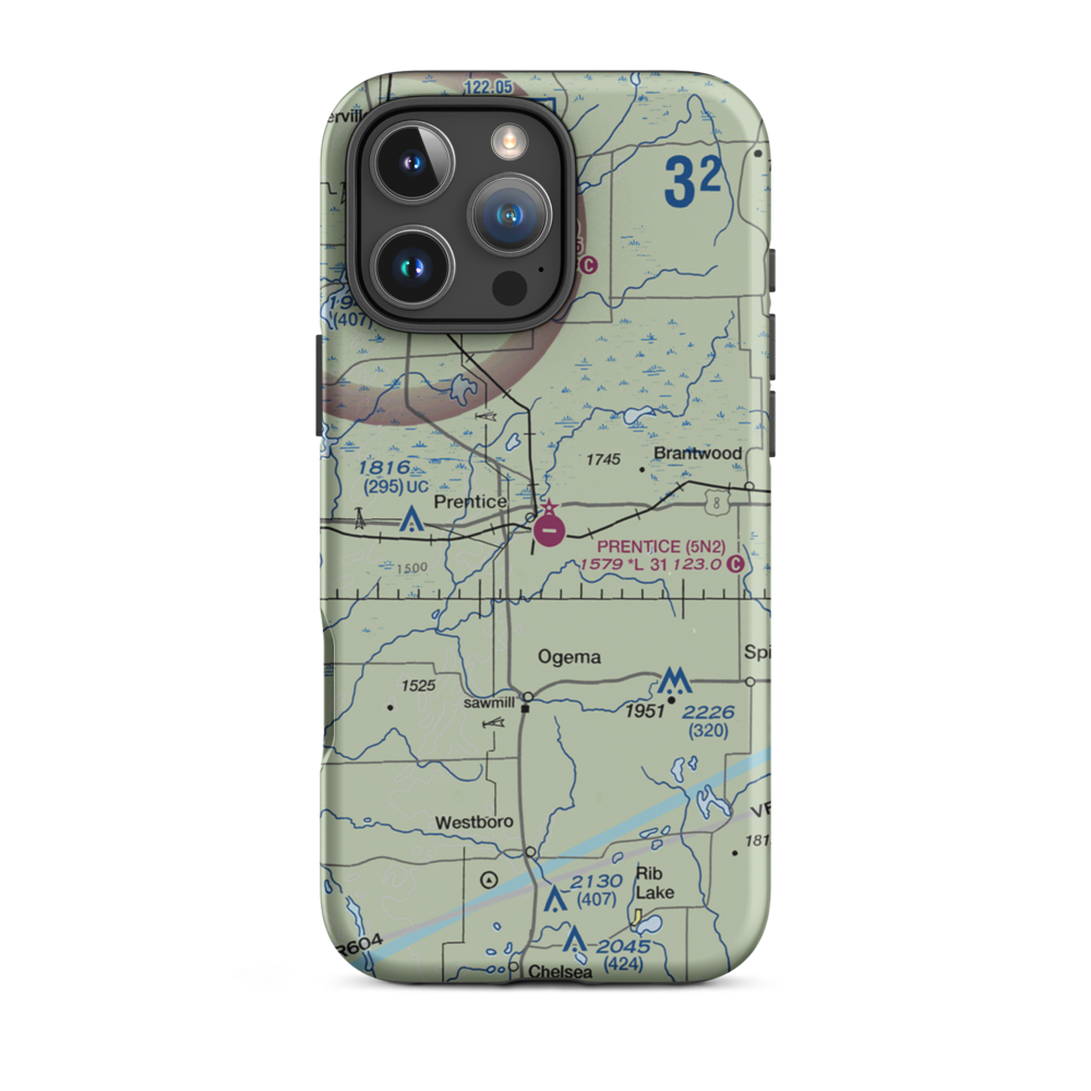 Prentice Airport (5N2) VFR Sectional  Tough iPhone Case iPhone 16 Pro Max model shown