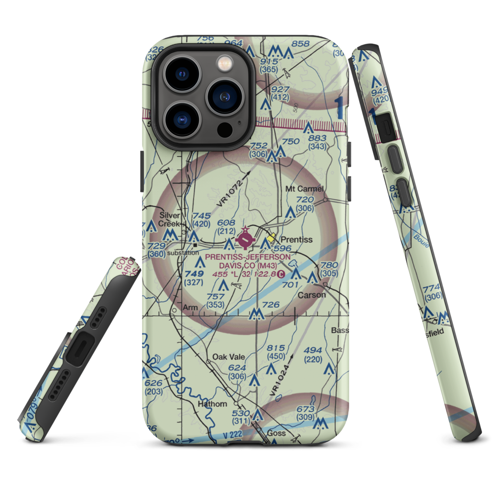 Prentiss Jefferson Davis County Airport (M43) VFR Sectional  Tough iPhone Case iPhone 13 Pro Max model shown