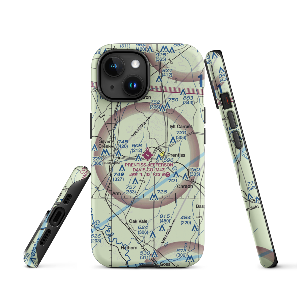 Prentiss Jefferson Davis County Airport (M43) VFR Sectional  Tough iPhone Case iPhone 15 model shown