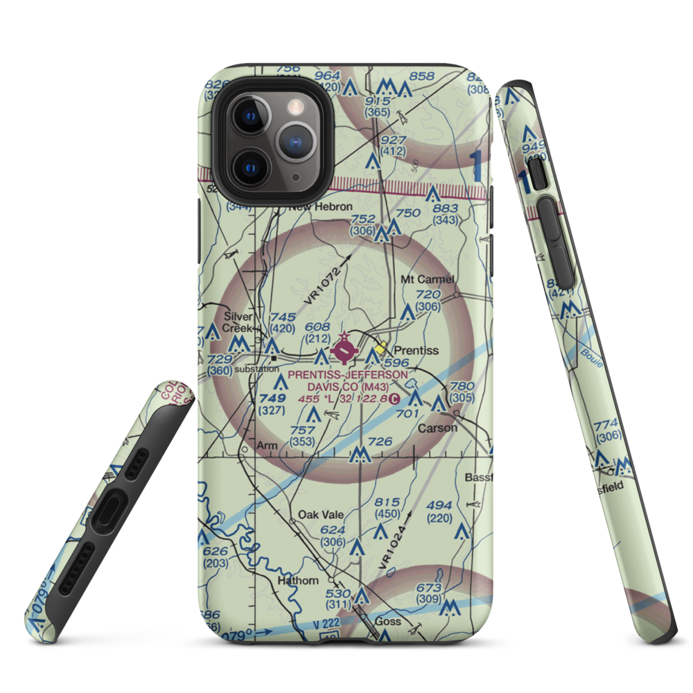 Prentiss Jefferson Davis County Airport (M43) VFR Sectional  Tough iPhone Case iPhone 11 Pro Max model shown