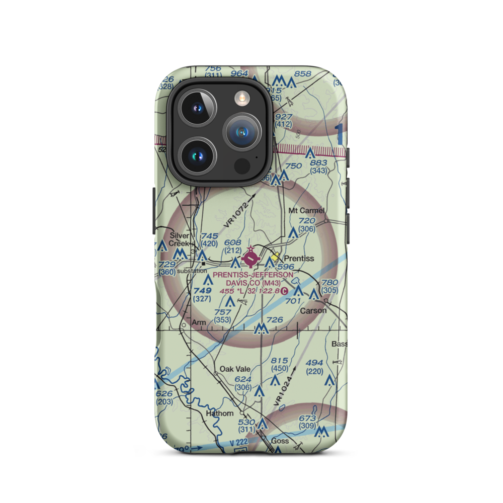 Prentiss Jefferson Davis County Airport (M43) VFR Sectional  Tough iPhone Case iPhone 16 Pro model shown