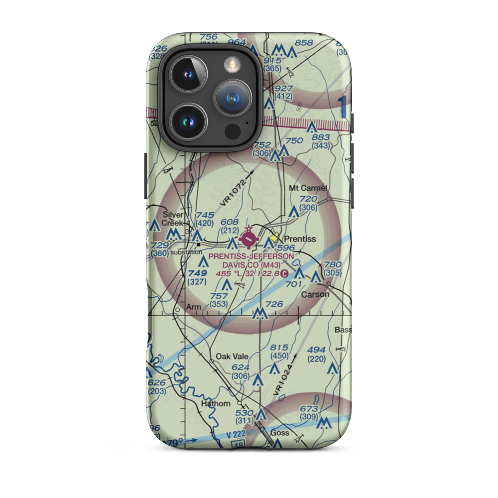 Prentiss Jefferson Davis County Airport (M43) VFR Sectional  Tough iPhone Case iPhone 16 Pro Max model shown