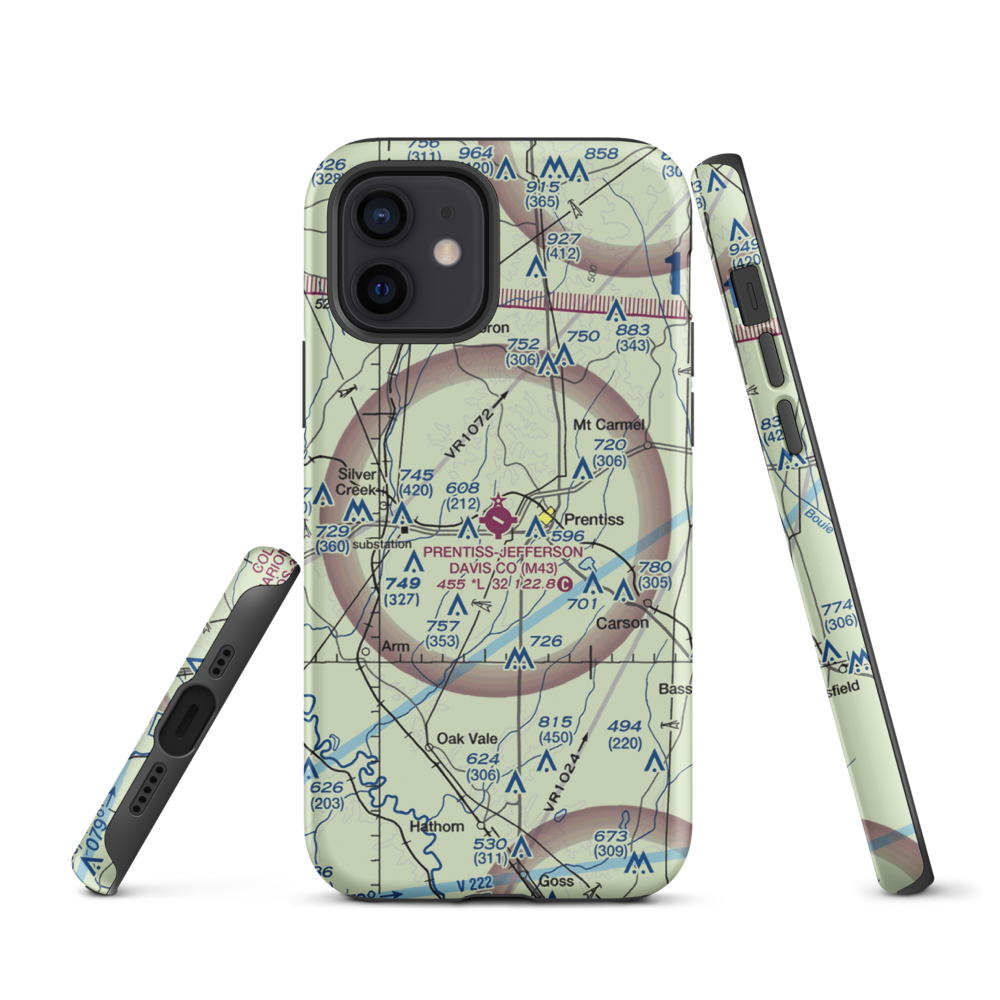 Prentiss Jefferson Davis County Airport (M43) VFR Sectional  Tough iPhone Case iPhone 12 model shown