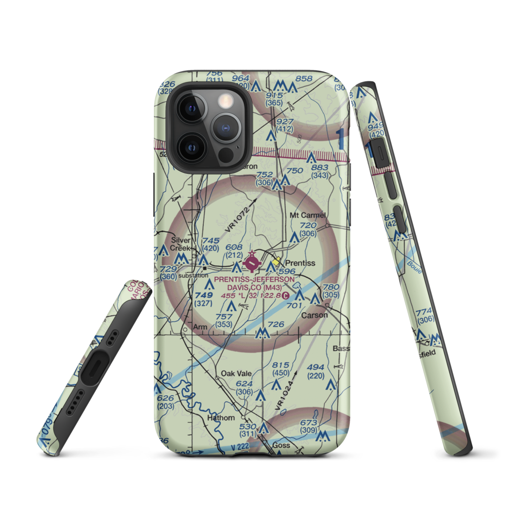 Prentiss Jefferson Davis County Airport (M43) VFR Sectional  Tough iPhone Case iPhone 12 Pro model shown