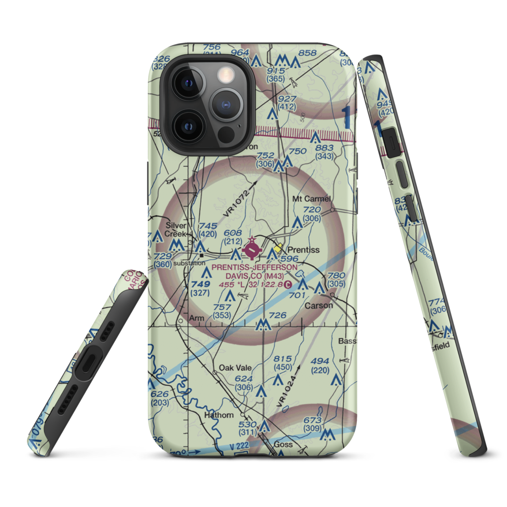 Prentiss Jefferson Davis County Airport (M43) VFR Sectional  Tough iPhone Case iPhone 12 Pro Max model shown