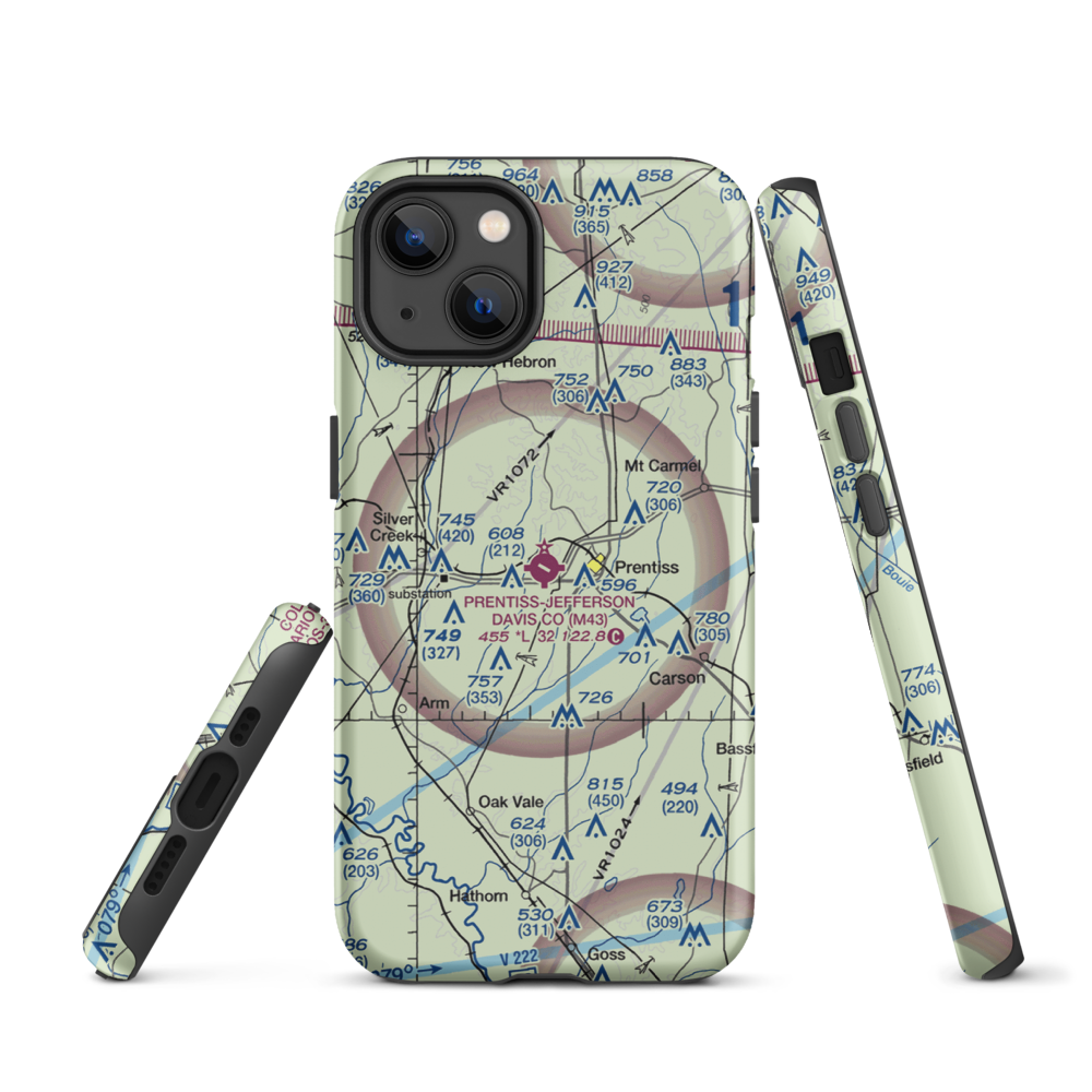 Prentiss Jefferson Davis County Airport (M43) VFR Sectional  Tough iPhone Case iPhone 13 model shown