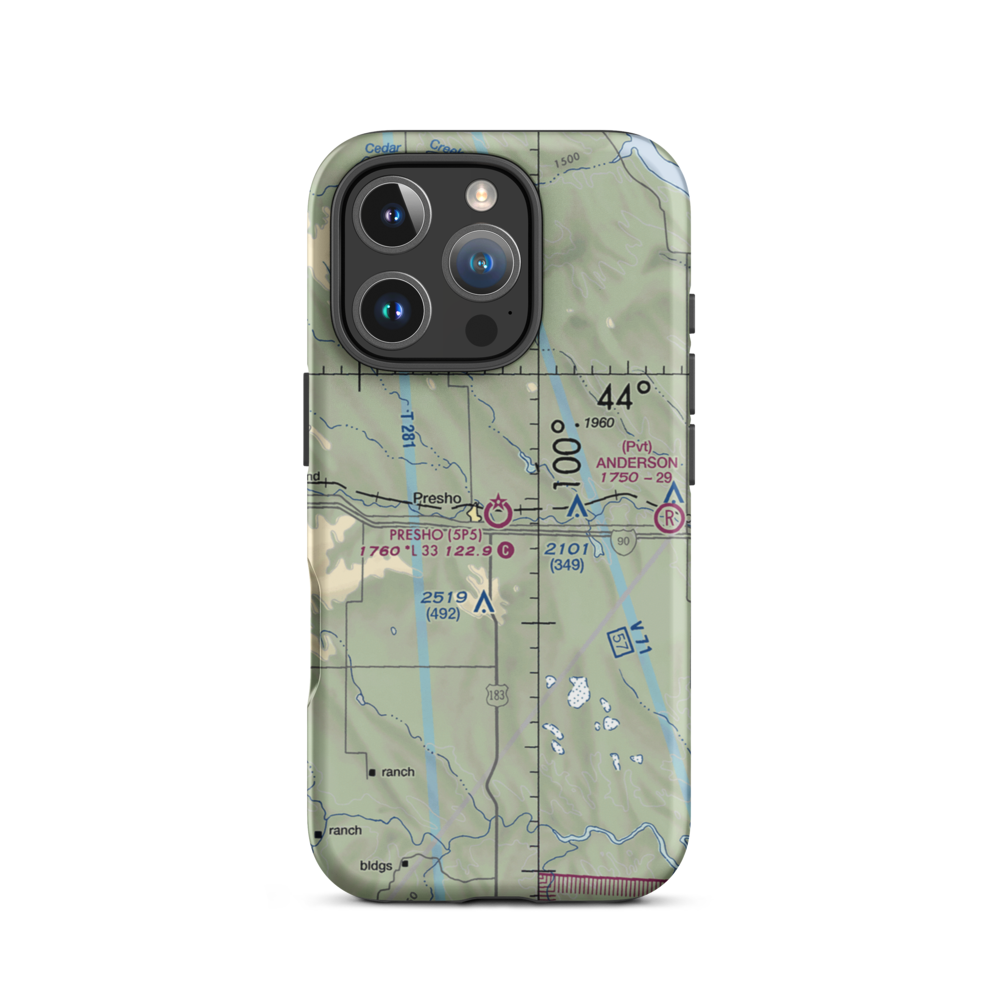 Presho Municipal Airport (5P5) VFR Sectional  Tough iPhone Case iPhone 16 Pro model shown