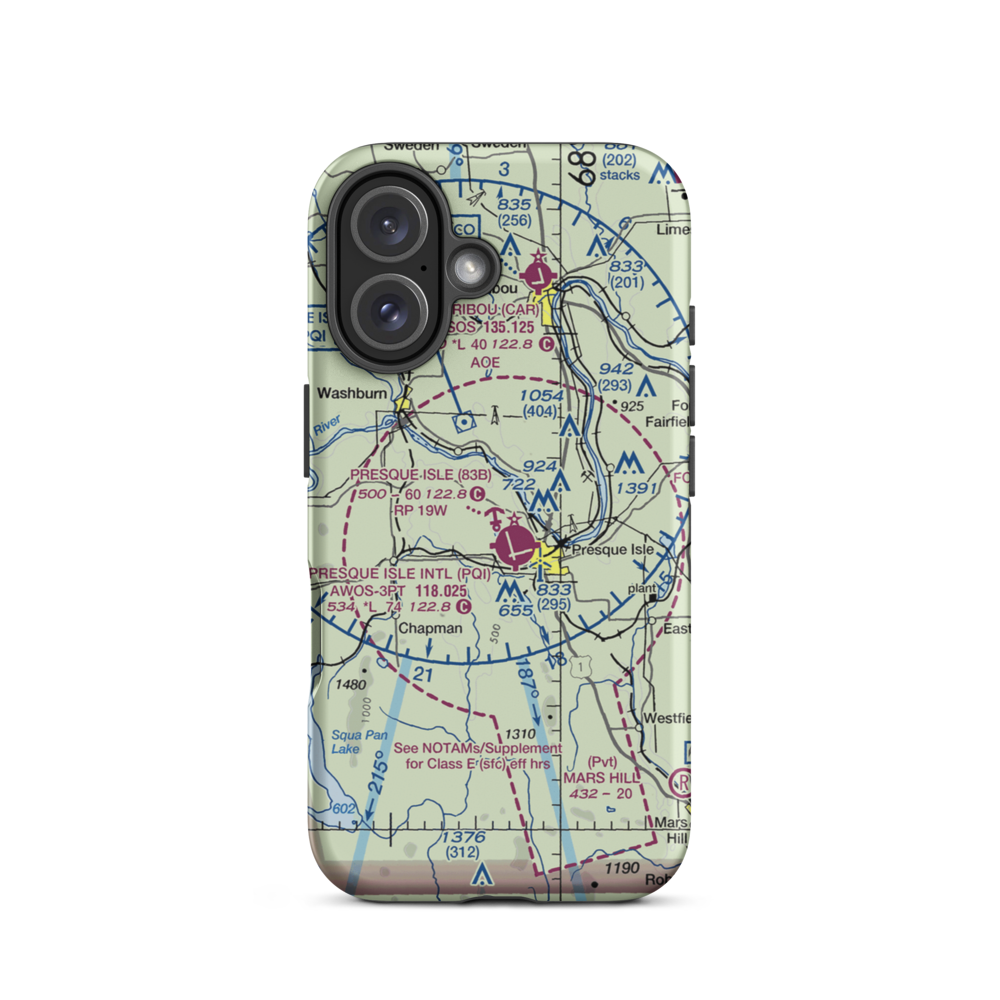 Presque Isle Seaplane Base (83B) VFR Sectional  Tough iPhone Case iPhone 16 model shown